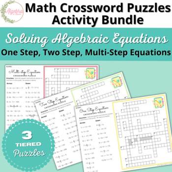 Preview of Equations Crossword Puzzle Activity Bundle // One, Two & Multi-step Equations