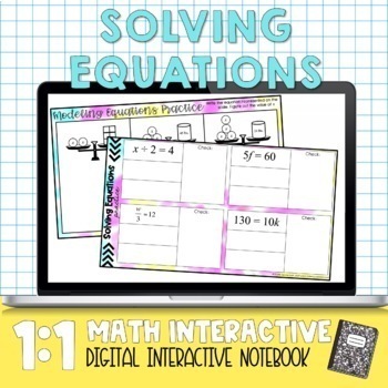 Preview of Equations Digital Interactive Notebook
