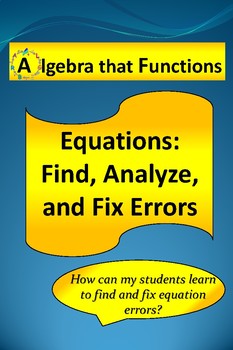 Preview of Equations: Find, Analyze, and Fix Errors *DISTANCE LEARNING