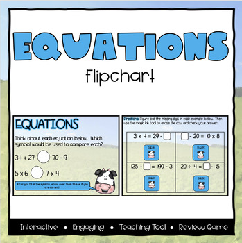 Preview of Equations ActivInspire Flipchart - Third Grade