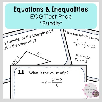 Preview of Equations & Inequalities EOG Review *BUNDLE* | Grade 7 Math | Test Prep