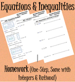 Equations & Inequalities (One-Step) Homwork