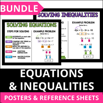 Preview of Equations & Inequalities Posters & Reference Sheets BUNDLE