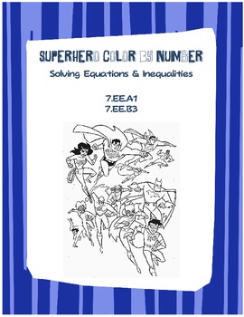 Preview of Equations & Inequalities: Superhero Color By Number