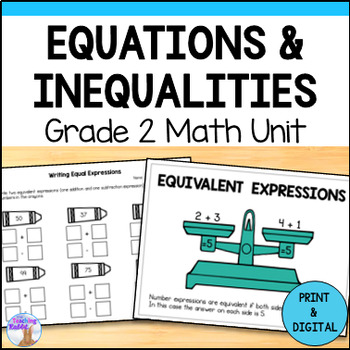 Preview of Equations & Inequalities Unit - Grade 2 Math (Ontario) - Equivalent Expressions