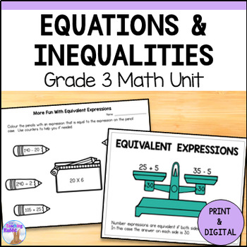 Preview of Equations & Inequalities Unit - Grade 3 Math (Ontario) - Equivalent Expressions