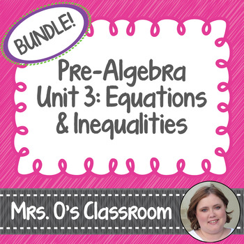 Preview of Equations/Inequalities Unit: Notes, Homework, Quizzes, Study Guide, & Test