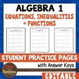 Equations, Inequalities, and Functions Editable Student Pr