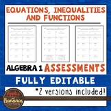 Equations, Inequalities, and Functions Tests - Algebra 1 E