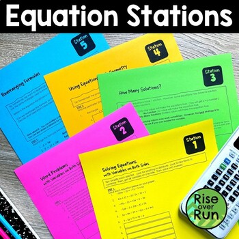 Preview of Equations with Variables on Both Sides Math Stations