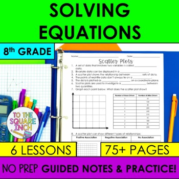 Preview of Solving Equations Notes Notes & Practice | Guided Notes | + Interactive Notebook