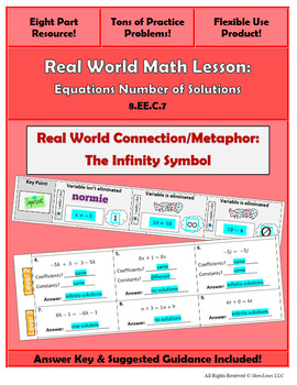 Preview of Equations Number of Solutions: Engaging 8 Part Lesson/Practice (Flexible Use!)