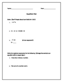 Equations / Order of Operations Test