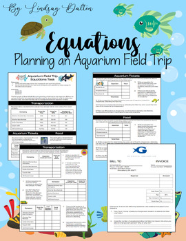 Preview of Equations Planning an Aquarium Field Trip