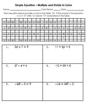 Equations - Solving two-step equations fun puzzle worksheet | TpT
