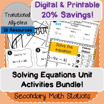 Preview of Equations Unit Activities Bundle!