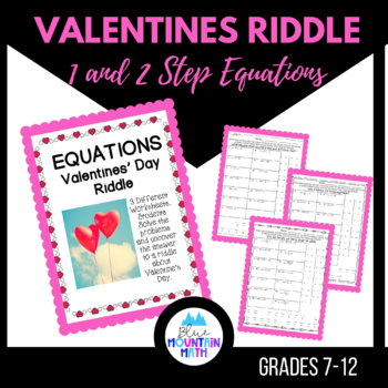 Preview of Equations Valentines Riddle