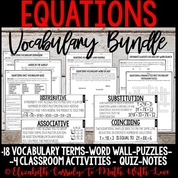 Preview of Equations Vocabulary *BIG* Bundle