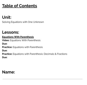 Preview of Equations With Parenthesis (Khan Graphic Organizer)