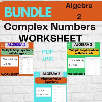 Preview of Equations Worksheets - Bundle - Algebra 2 Worksheets