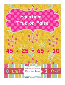 Preview of Equations, addition and subtration, equals