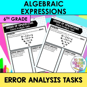 Preview of Equations and Expressions Error Analysis | 6th Grade | Algebraic Expressions
