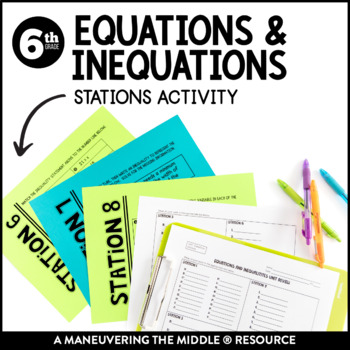 Preview of Equations & Inequalities Activity | One-Step Equations & Inequalities Stations