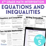 Equations and Inequalities 6th Grade Math Intervention Unit
