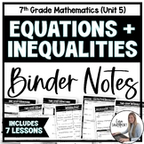 Equations and Inequalities - 7th Grade Math Binder Notes U