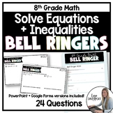Equations and Inequalities - 8th Grade Math Bell Ringers