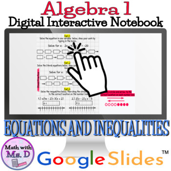 Preview of Equations and Inequalities (Alg.) Digital Interactive Notebook 