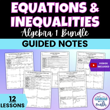 Preview of Solving Equations and Inequalities Algebra 1 Guided Notes Lessons BUNDLE