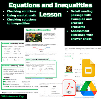 Preview of Equations and Inequalities Algebra 1 Lesson :Google Slides :Digital