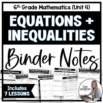 Preview of Equations and Inequalities Binder Notes Bundle for 6th Grade Math