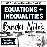 Equations and Inequalities Binder Notes Bundle for 6th Grade Math