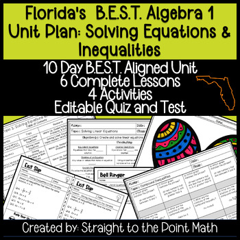 Preview of Equations and Inequalities Complete Unit with Activities | Algebra 1 FL B.E.S.T.