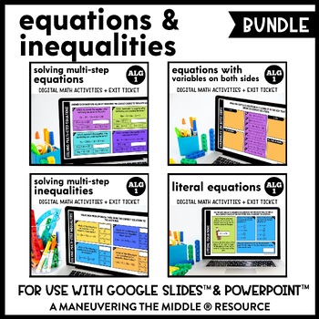 Preview of Equations and Inequalities Digital Math Activity Bundle | Algebra 1