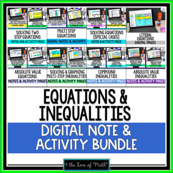 Preview of Equations and Inequalities Digital Note and Activity Bundle