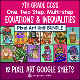 Equations & Inequalities Pixel Art Unit BUNDLE | 7th Grade CCSS