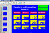 Equations and Inequalities Jeopardy - Style Review Game