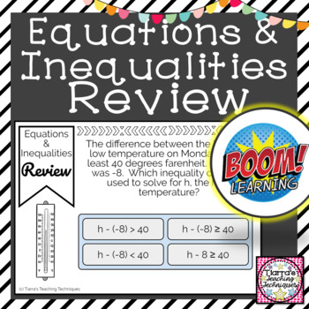 Preview of Equations and Inequalities Review BOOM Cards