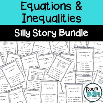Preview of Equations and Inequalities Silly Story BUNDLE TEKS 6.10A 7.11A 7.11C
