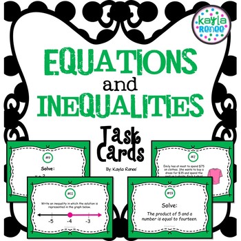 Preview of Equations and Inequalities Task Cards: 7.EE.4