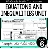 Equations and Inequalities Unit 6th Grade Math Curriculum