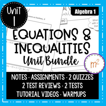 Preview of Equations and Inequalities Unit - Algebra 1 Curriculum