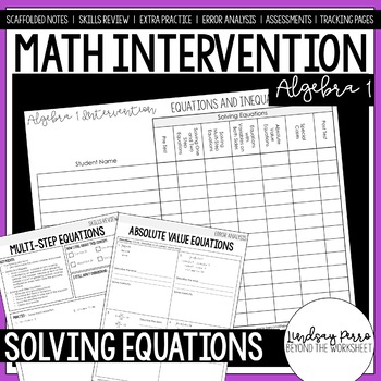 Preview of Solving Equations Algebra 1 Math Intervention Unit