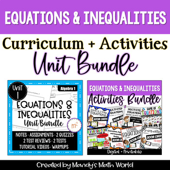 Preview of Equations and Inequalities Unit Bundle with Activities