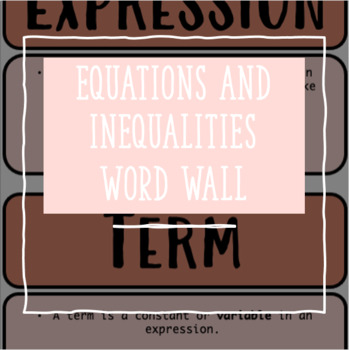 Preview of Equations and Inequalities Word Wall