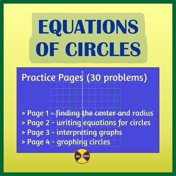 Preview of Equations of Circles - 4 Pages/Parts - 30 CLASSIFIED Problems -Distance Learning