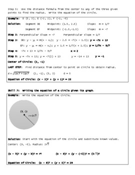 equations of circles common core algebra 2 homework answer key